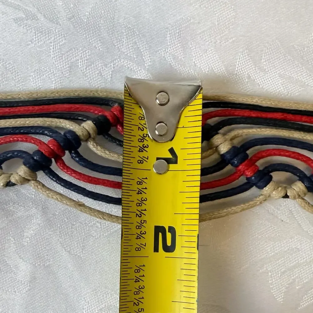 Boho Woven Rope‎ Macrame Belt Multicolor Adjustable Nautical Circle Buckle L